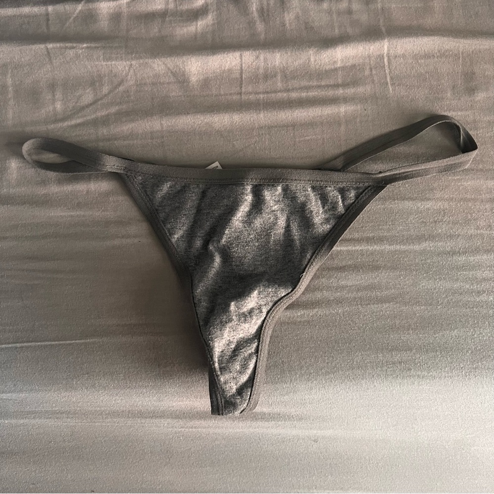 Gray cotton womens g-string panties